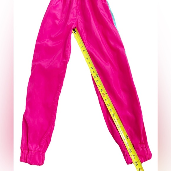 Vintage 80s Colorblock Windbreaker Jumpsuit Pink Teal Women’s M - Picture 5 of 7